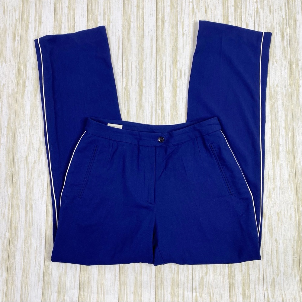 Dries Van Noten Royal Blue Pinstripe Viscose Blend Trouser Pants
